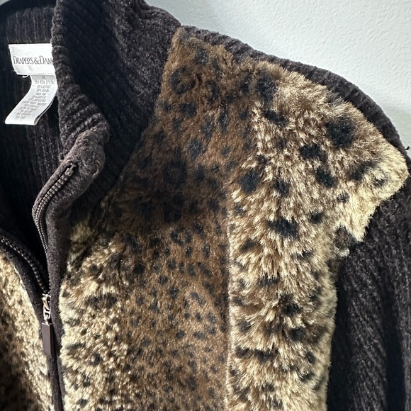 Draper's and Damon’s Brown Faux Leopard Full Zip Sweater Cardigan Sz. Medium EUC - Picture 6 of 7